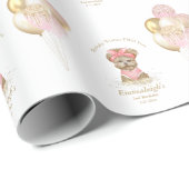 Cute Yorkie Two Cute Balloon Birthday Party Cadeaupapier (Rol Hoek)