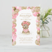 Cute Yorkie Two Cute Balloon Birthday Party Kaart (Staand voorkant)