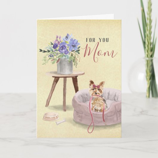 Cute Yorkie Waterverf Persoonlijke Moederdag Kaart (Voorkant)