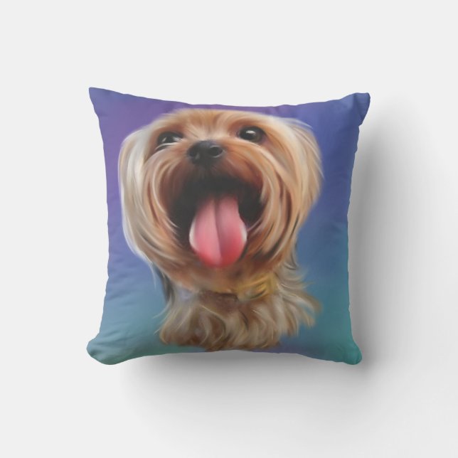 Cute Yorkie Yorkshire Terrier Digital Art Kussen (Voorkant)