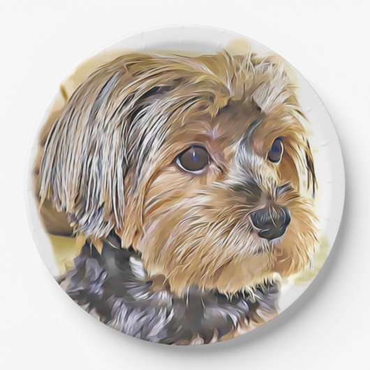 Cute yorkie Yorkshire Terrier Puppy Dog Art Papieren Bordje (Voorkant)