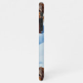 Cute Yorkies Enchanted Winter Snow Garden Drawing iPhone Hoesje (Linkerkant)