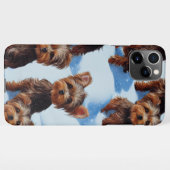 Cute Yorkies Enchanted Winter Snow Garden Drawing iPhone Hoesje (Achterkant horizontaal)