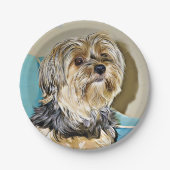 Cute yorkshire angeres digital art papieren bordje (Voorkant)