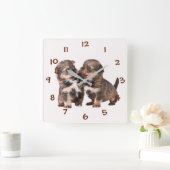 Cute Yorkshire Puppies Vierkante Klok (Huis)