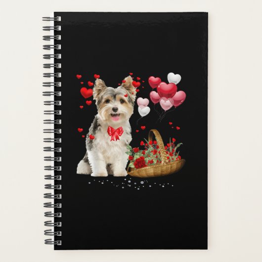 Cute Yorkshire Terrier Balloon Heart Valentine Day Planner (Voorkant)