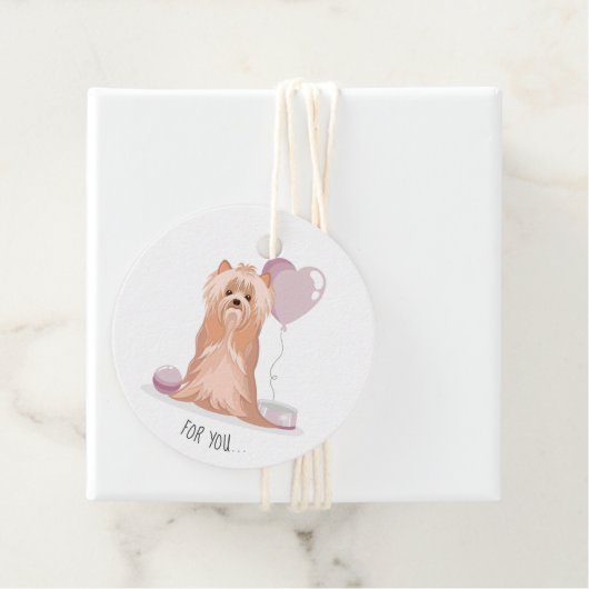 Cute Yorkshire Terrier Birthday Bedankjes Labels (In situ)