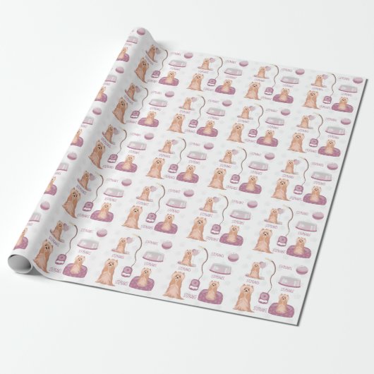 Cute Yorkshire Terrier Birthday Cadeaupapier (Uitgerold)