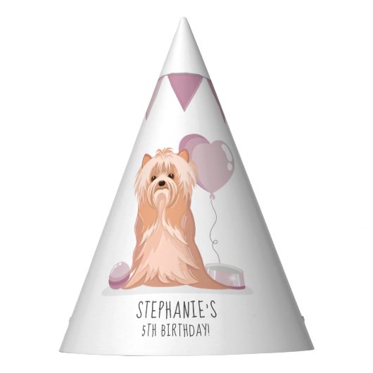 Cute Yorkshire Terrier Birthday Feesthoedjes (Voorkant)