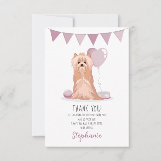 Cute Yorkshire Terrier Birthday Hartelijk dank Kaart (Voorkant)