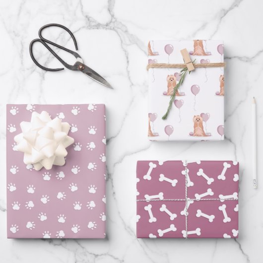 Cute Yorkshire Terrier Birthday Inpakpapier Vel (Voorkant)