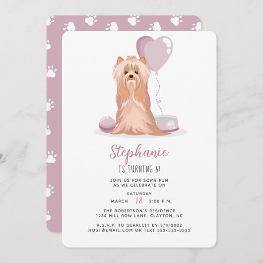 Cute Yorkshire Terrier Birthday Kaart (Voorkant / Achterkant)