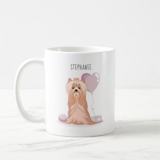 Cute Yorkshire Terrier Birthday Koffiemok (Links)