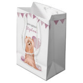 Cute Yorkshire Terrier Birthday Medium Cadeauzakje (Achterkant Gekanteld)