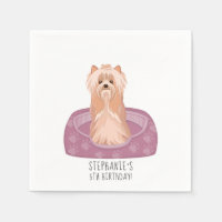 Cute Yorkshire Terrier Birthday Napkins