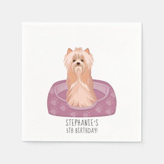 Cute Yorkshire Terrier Birthday Napkins Servet (Voorkant)
