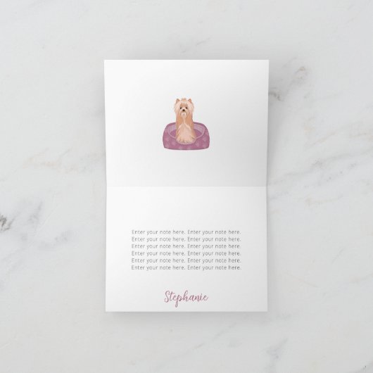 Cute Yorkshire Terrier Birthday Note Kaart (Binnen)