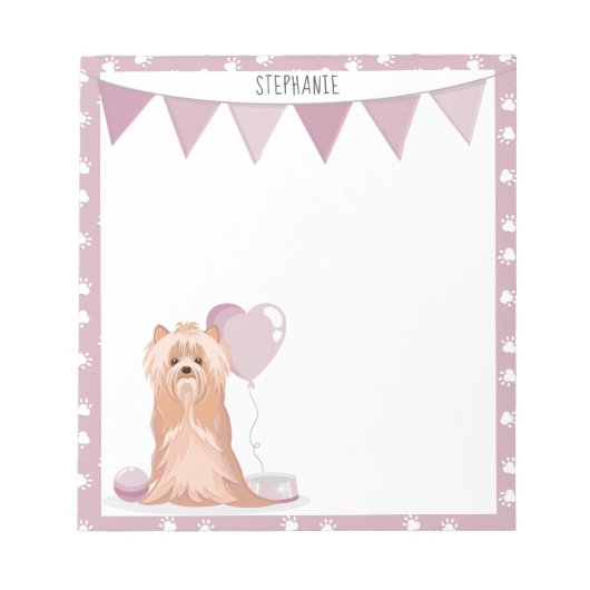 Cute Yorkshire Terrier Birthday Notitieblok (Voorkant)
