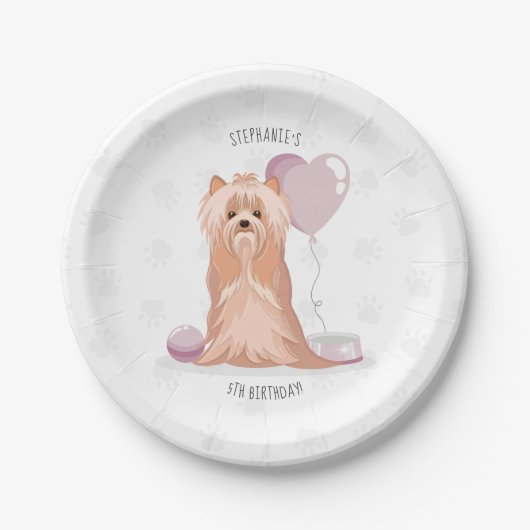 Cute Yorkshire Terrier Birthday Papieren Bordje (Voorkant)
