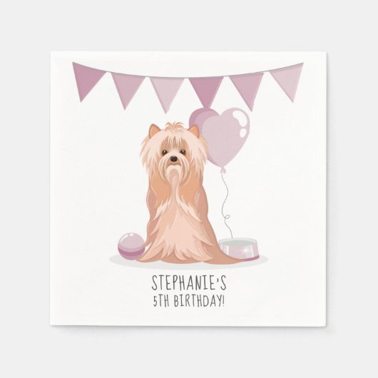 Cute Yorkshire Terrier Birthday Servet (Voorkant)