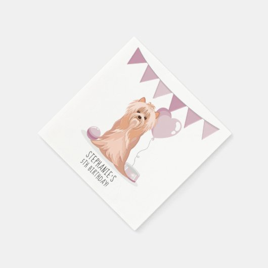 Cute Yorkshire Terrier Birthday Servet (Hoek)