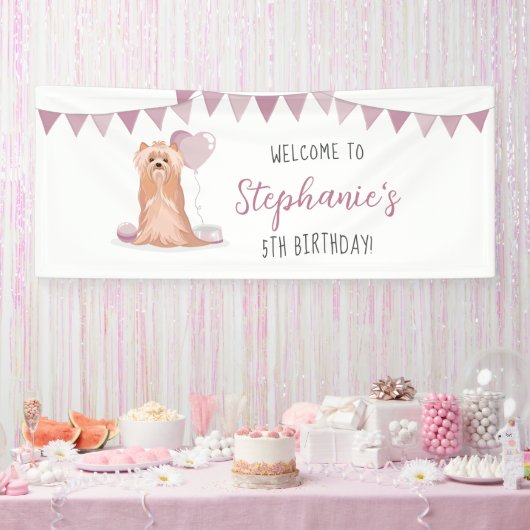 Cute Yorkshire Terrier Birthday Spandoek (Feest)
