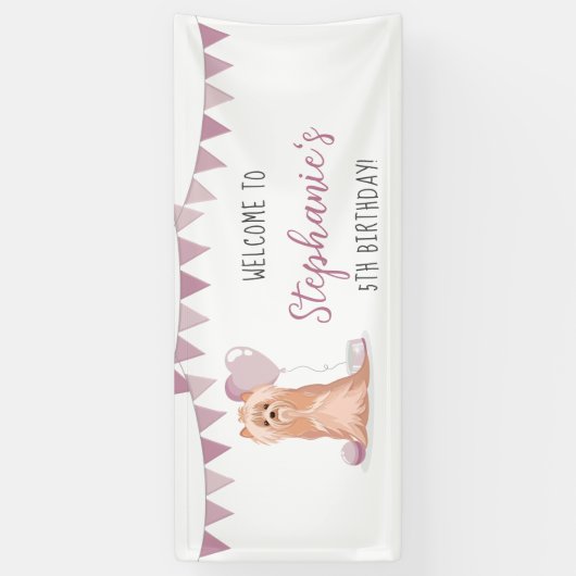 Cute Yorkshire Terrier Birthday Spandoek (Verticaal)