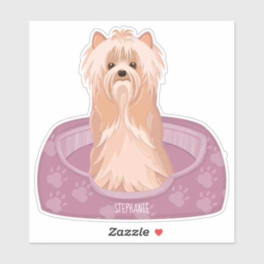 Cute Yorkshire Terrier Birthday Sticker (Vel)