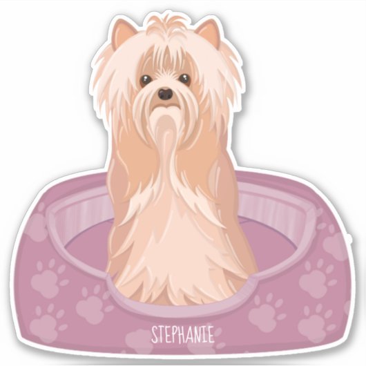 Cute Yorkshire Terrier Birthday Sticker (Voorkant)