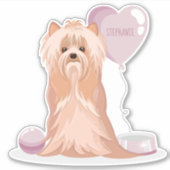 Cute Yorkshire Terrier Birthday Sticker (Voorkant)