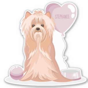 Cute Yorkshire Terrier Birthday Sticker