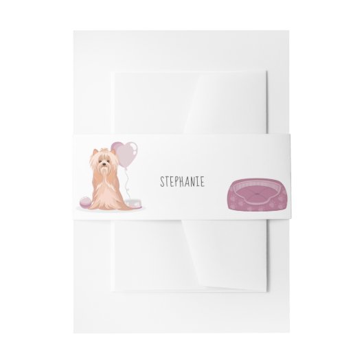 Cute Yorkshire Terrier Birthday Uitnodigingen Wikkel (Voorkant Voorbeeld)