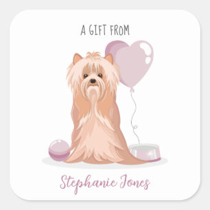 Cute Yorkshire Terrier Birthday Vierkante Sticker