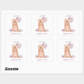 Cute Yorkshire Terrier Birthday Vierkante Sticker (Vel)