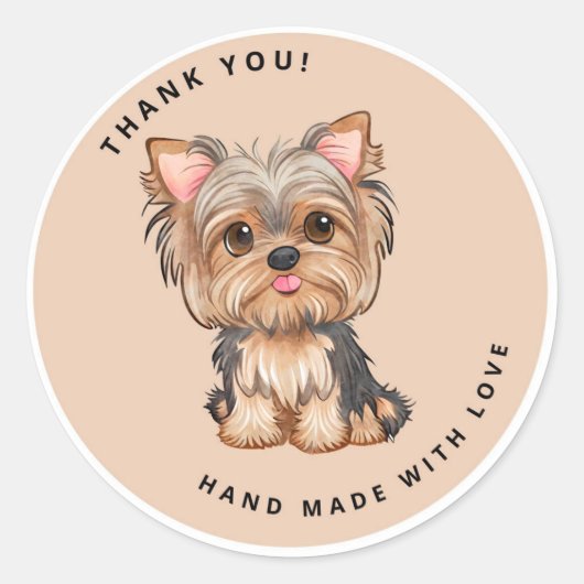 Cute Yorkshire Terrier Brown Bedankt Ronde Sticker (Voorkant)