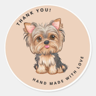 Cute Yorkshire Terrier Brown Bedankt Ronde Sticker