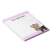 Cute Yorkshire Terrier Cartoon Paw Prints Pink Notitieblok (Schuin)