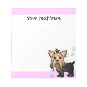 Cute Yorkshire Terrier Cartoon Paw Prints Pink Notitieblok (Voorkant)
