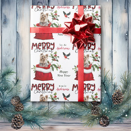 Cute Yorkshire Terrier Dog in kerstcadeau Cadeaupapier
