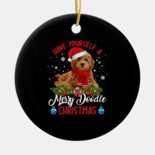 Cute Yorkshire Terrier Dog Merry Doodle Kerstmis Keramisch Ornament