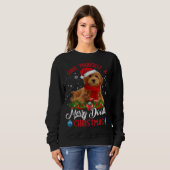 Cute Yorkshire Terrier Dog Merry Doodle Kerstmis Trui (Voorkant volledig)