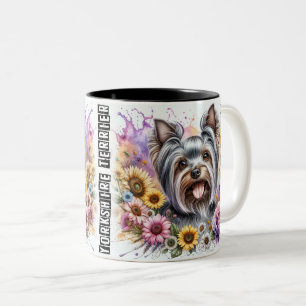 Cute Yorkshire Terrier Dog Tweekleurige Koffiemok
