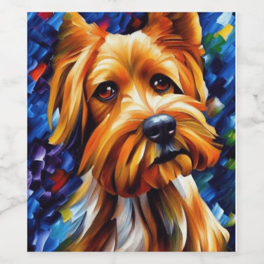 Cute Yorkshire Terrier Dog Wijn Etiket (Enkel label)