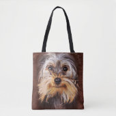 Cute Yorkshire Terrier Face 3D voor Mannen vrouwen Tote Bag (Voorkant)