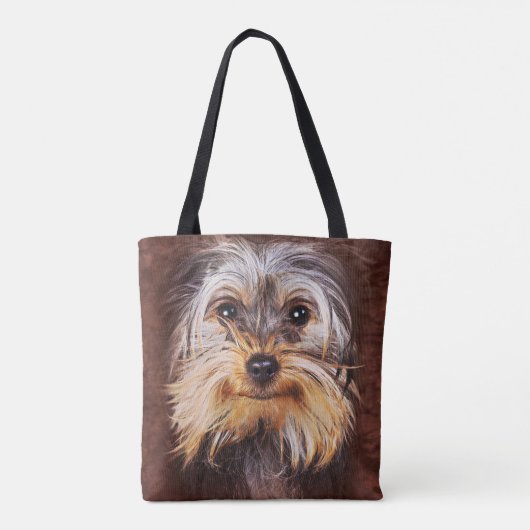 Cute Yorkshire Terrier Face 3D voor Mannen vrouwen Tote Bag (Achterkant)