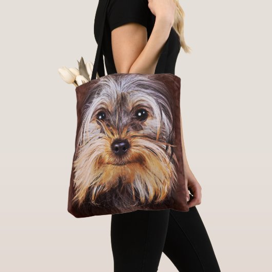 Cute Yorkshire Terrier Face 3D voor Mannen vrouwen Tote Bag (Dichtbij)