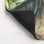 Cute Yorkshire Terrier in de Pansies Mousepad Muismat (Hoek)