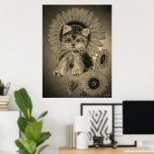 Cute Yorkshire Terrier met zonnebloemen Poster (Thuiskantoor)