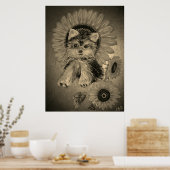 Cute Yorkshire Terrier met zonnebloemen Poster (Keuken)