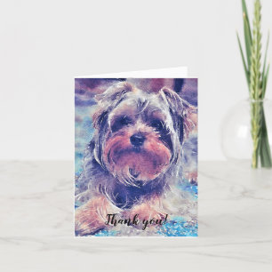 Cute Yorkshire Terrier Painting Bedankkaart